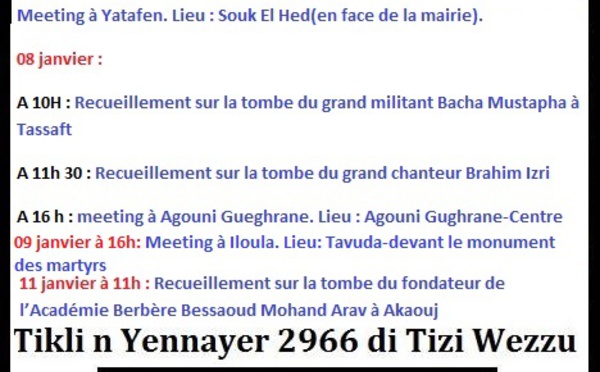 MAK / Célébration de Yennayer à Tizi Wezzu : Meetings, recueillements et marche