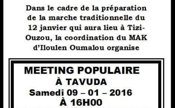Ilulen Umalu (Iloula) : Le MAK anime un meeting populaire le samedi 09 janvier à Tavuda (Thaboudha)