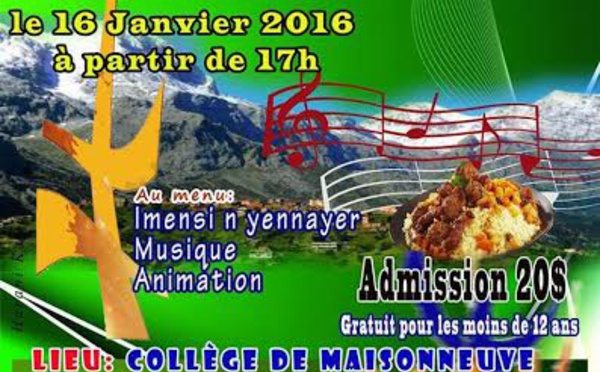 Le Centre Amazigh de Montréal  célèbre Yennayer le 16 janvier 2016