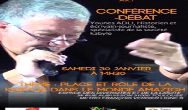 Conférence-débat : "Place et rôle de la Kabylie dans le monde amazigh", Samedi 30 janvier avec Younes ADLI
