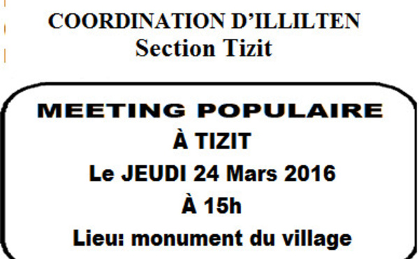 Tizit / Illilten : Le MAK organise un meeting populaire le jeudi 24 mars à 15h