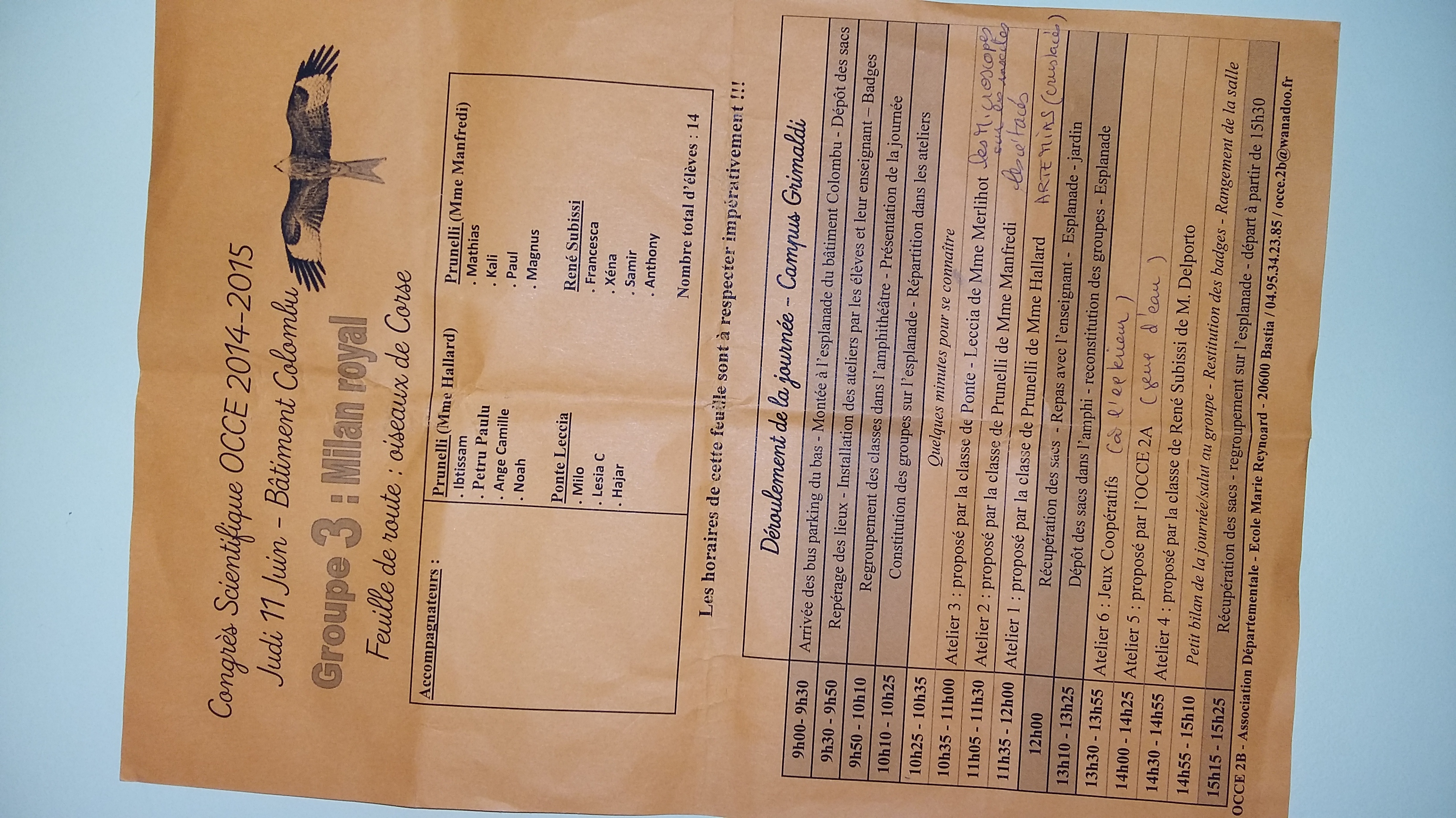 CONGRES SCIENTIFIQUE  2014/2015