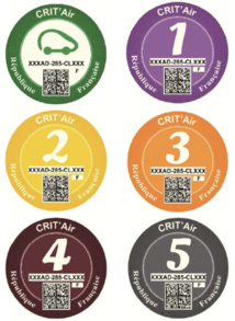 Les pastilles Crit'Air de 1 à 5 © developpement-durable.gouv.fr