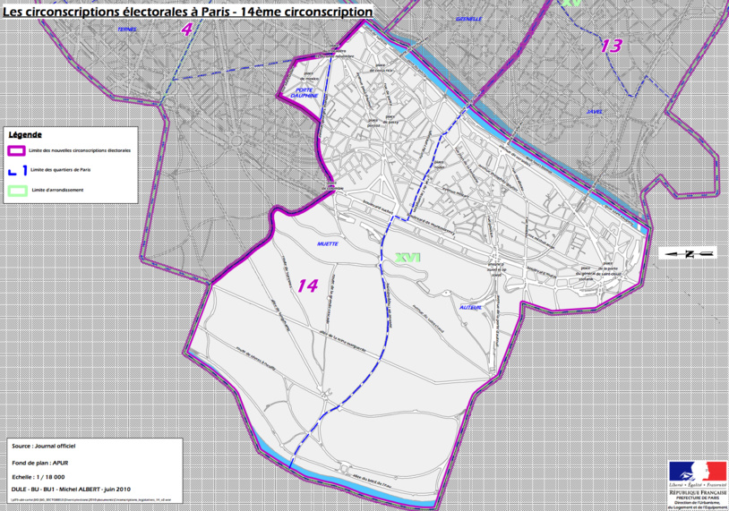 Cliquer pour agrandir - La 14e circonscription de Paris (c) Ministère de l'intérieur.