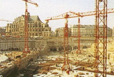 La construction à ciel ouvert de la Gare Châtelet de 1972 à 1977