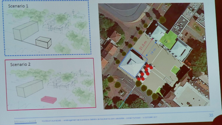 Scenario 1 et 2 du réaménagement de la place du Château © VD/FT