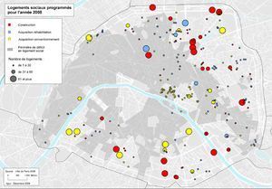 Logements sociaux programmés à Paris en 2008