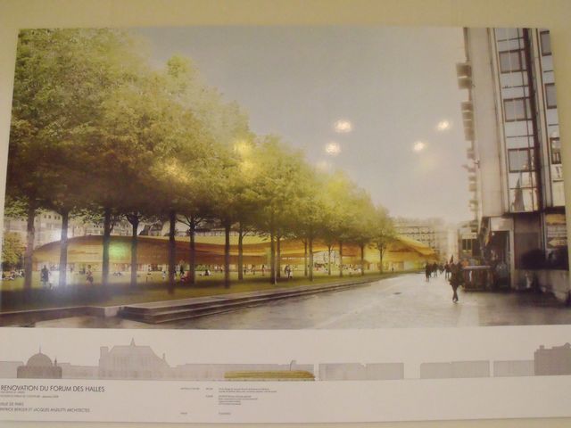 © Perspective : Studiosezz.com / Photographie : Philippe Guignard (Air Images). Perspective aérienne sur le projet de rénovation des Halles à Paris. Jardin : Seura et Philippe Raguin. Imaginal Ingénierie, AEP architectes paysagistes