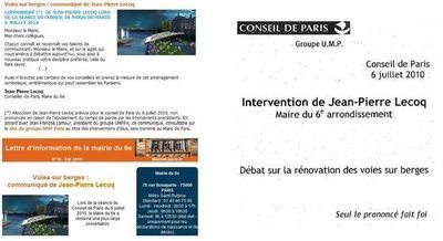 Le communiqué rectifié sur le site de la mairie du 6ème, mais non sur la Lettre d'informations du 6ème déjà expédiée via Internet, et le communiqué sur le site de l'UMPPA.