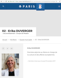 Ericka Duverger © capture d'écran mairie08.paris.fr