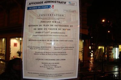 2 décembre 2010 : réunion publique sur le quartier du marais