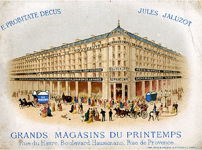 Carte-réclame éditée par les Grands Magasins du Printemps, rue du Havre, boulevard Haussmann, rue de Provence (Musée départemental Albert et Félicie Demard, Champlitte - Franche-Comté)