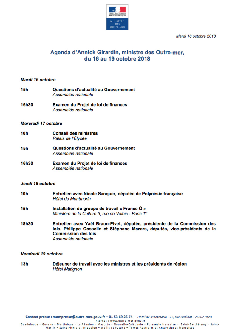 Communiqué d'Annick Girardin après le communiqué de l'Elysée sans la mention de son ministère © capture d'écran