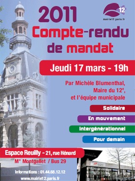 17 mars 2011 :  Compte-rendu de mandat du maire du 12e