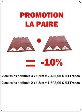 Coussins berlinois en promotion sur Internet.
