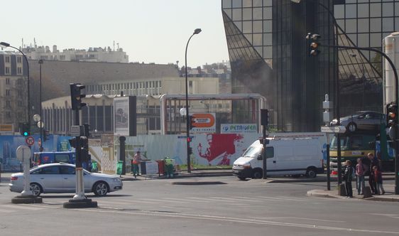 Chantier Beaugrenelle à l'angle Quai André Citroën, rue Linois. Photo : Louise Wessier.