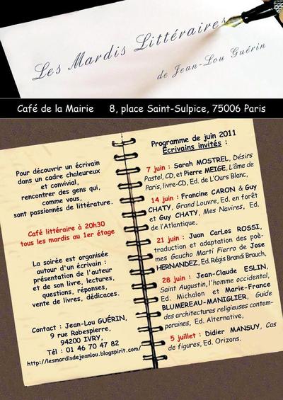 Juin 2011 : Les mardis littéraires de Jean-Louis Guérin
