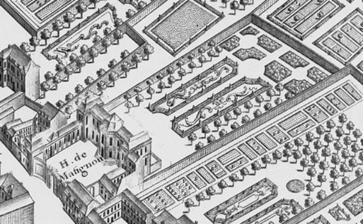 Hôtel de Matignon en 1737 issue de la carte de Paris de Turgot.