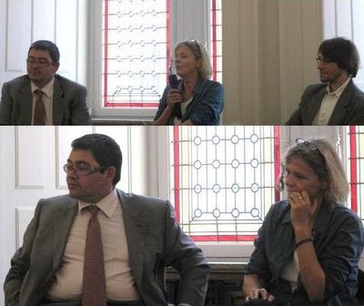 Jérôme Coumet, maire du 13e arrondissement et Florence Aubenas - Photo : Julie Hammett.