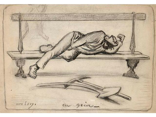 En grève, d'Alphonse Levy (1843-1918) - Crédits : Ader Nordmann, commissaires-priseurs associés à Paris.