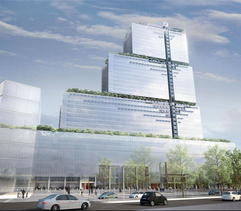 Vue de la nouvelle Cité judiciaire imaginée par l'architecte Renzo Piano, l'architecte de Beaubourg - Son coût - 2,7 milliards d'euros dans le cadre d'un partenariat avec Bouygues © Cabinet d’architectes RPBW.