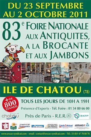 23 septembre - 2 octobre 2011 : Foire Nationale aux Antiquités à la brocante et aux jambons de Chatou 