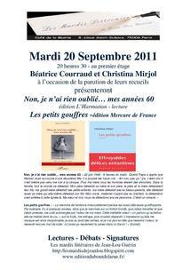 20 septembre 2011 : Mardi littéraire au café de la mairie 