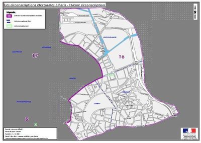 La 16e circonscription de Paris (c) Ministère de l'intérieur.
