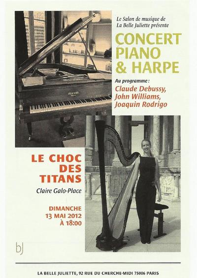 13 mai 2012 : Concert de piano & de harpe LE CHOC DES TITANS 