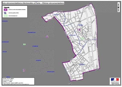 La 15e circonscription de Paris (c) Ministère de l'intérieur.