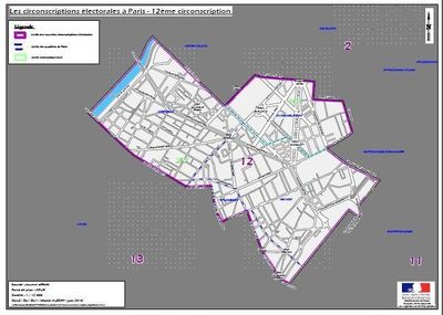 La 12e circonscription de Paris (c) Ministère de l'intérieur.