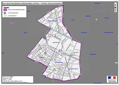 La 11e circonscription de Paris (c) Ministère de l'intérieur.