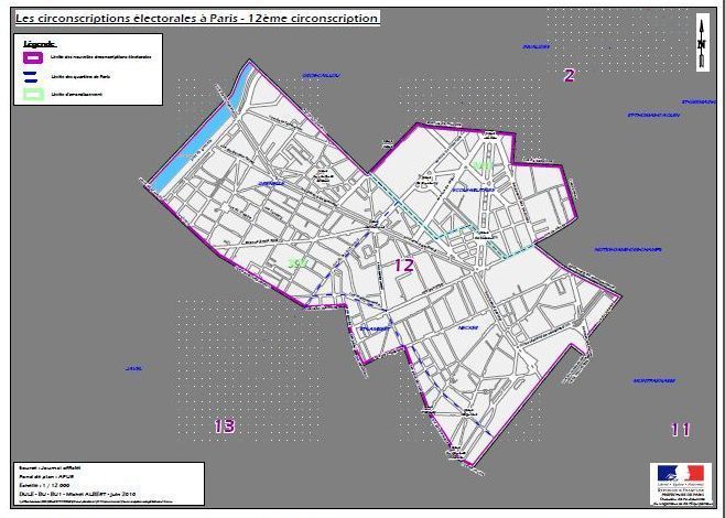 La 12e circonscription de Paris (c) Ministère de l'intérieur.