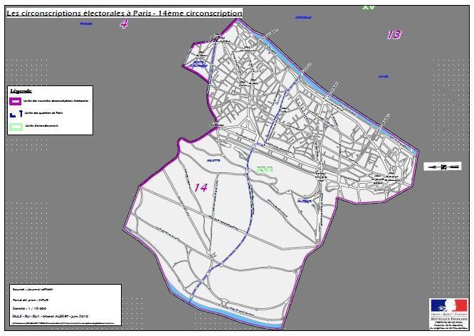 La 14e circonscription de Paris (c) Ministère de l'intérieur.