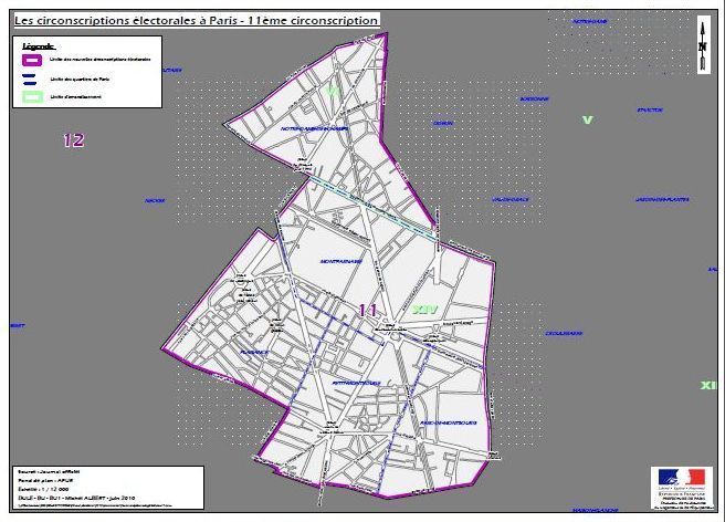 La 11e circonscription de Paris (c) Ministère de l'intérieur.
