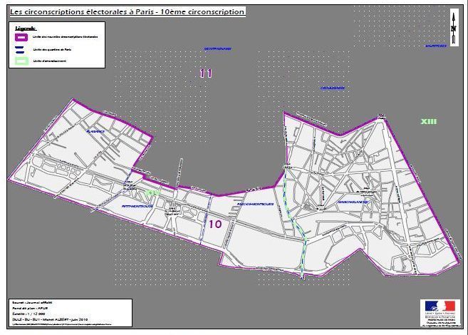 La 10e circonscription de Paris (c) Ministère de l'intérieur.