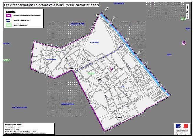 La 9e circonscription de Paris (c) Ministère de l'intérieur.