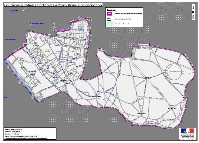 La 8e circonscription de Paris (c) Ministère de l'intérieur.