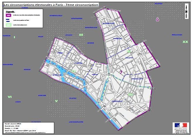 La 7e circonscription de Paris (c) Ministère de l'intérieur.