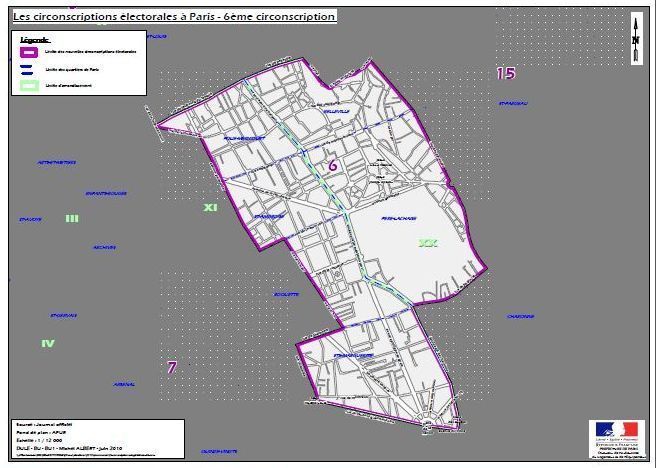 La 6e circonscription de Paris (c) Ministère de l'intérieur.