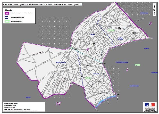 La 4e circonscription de Paris (c) Ministère de l'intérieur.