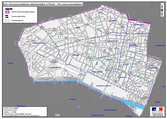 La 1ère circonscription de Paris (c) Ministère de l'intérieur.