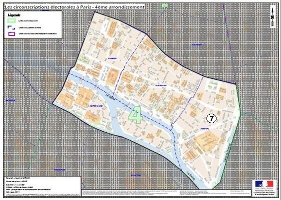 Le 4e arrondissement est inclus dans la 7e circonscription de Paris (c) Ministère de l'Intérieur.