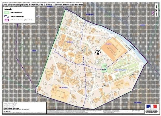 Le 5e arrondissement est inclus dans la 2e circonscription de Paris (c) Ministère de l'Intérieur.