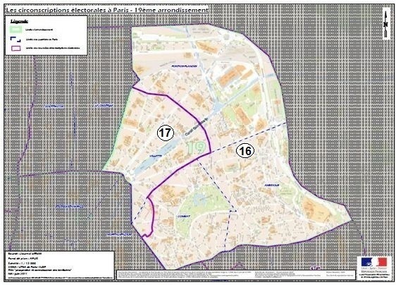 La 17e circonscription dans le 19e arrondissement  (c) Ministère de l'Intérieur.