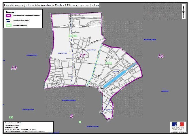 La 17e circonscription de Paris sur le 18e et le 19e arrondissement (c) Ministère de l'Intérieur.