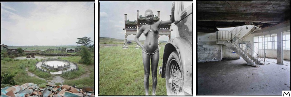 Sammy Baloji, Lumumbashi (Dem. Rep. of Congo) and Brussels, Triptych, Retour à l'authenticité, vestiges of Mobutu, digital print collage, 2013, Collection MACAAL/Foundation Alliance © Sammy Baloji