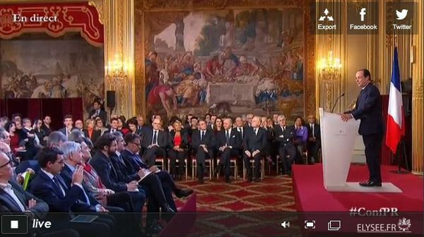 Voeux de François Hollande à la presse le 14 janvier 2014 - capture d'écran.
