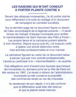 Extrait du tract de la liste UMP - Modem - UDI avec NKM dans le 6e arrondissement.
