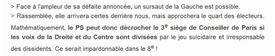 Extrait du tract de la liste UMP - Modem - UDI envoyé par mail le vendredi 28 mars 2014 à 23h30.